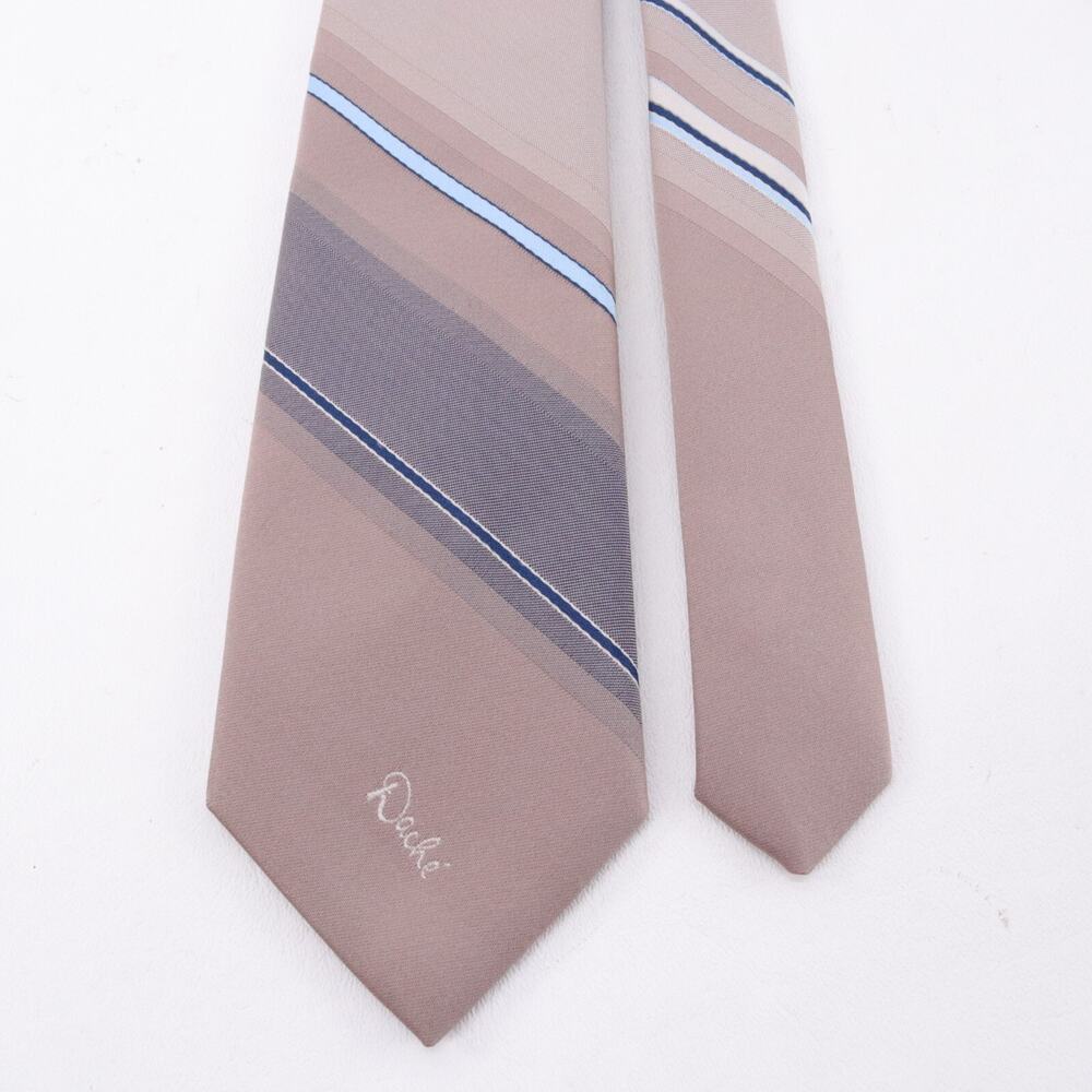 Vintage Lilly Dache Tie Mens 54in Silk Taupe Pink Gray Tan Striped Classic